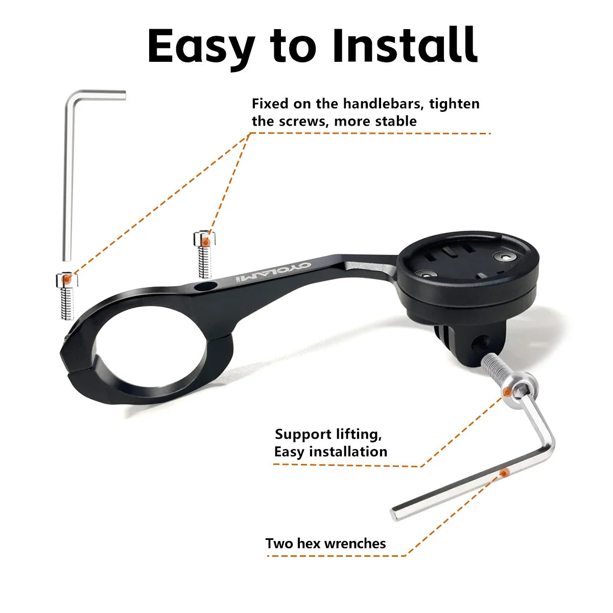 CYCLAMI S5 Aluminum Alloy Double-Sided Bike Computer Mount — MTB Road GPS Headlight Holder for GARMIN, XOSS, IGPSPORT, Coospo