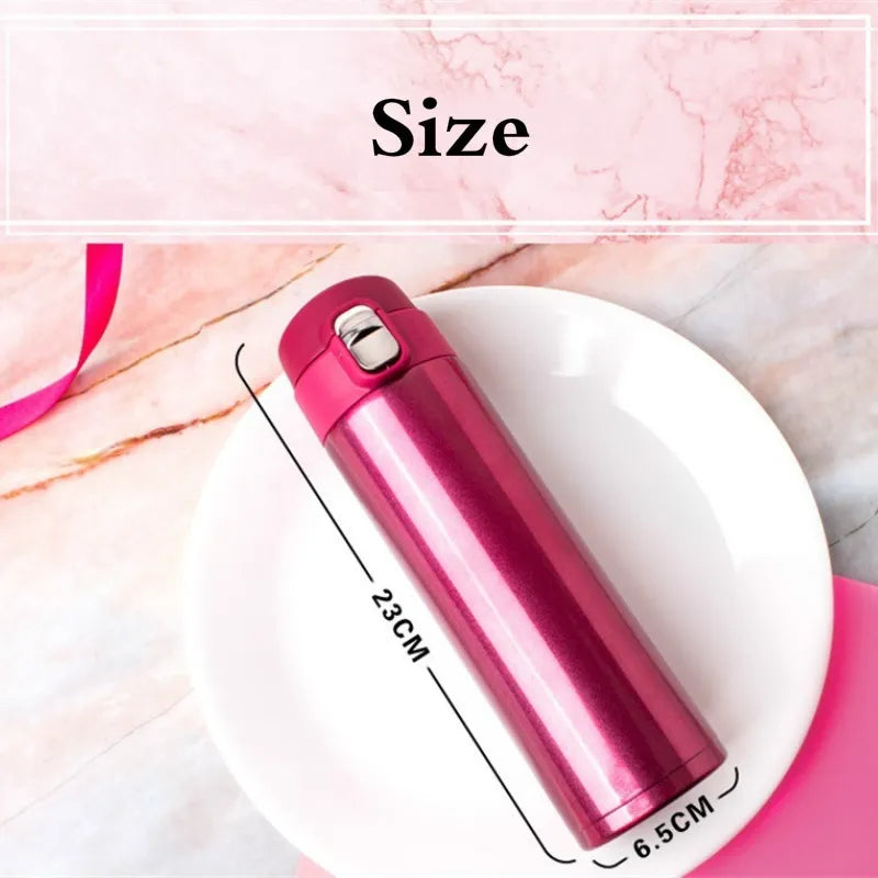 500ML Stainless Steel Vacuum Flask with Bouncing Cover - Thermos Cup for Coffee, Tea, and Milk