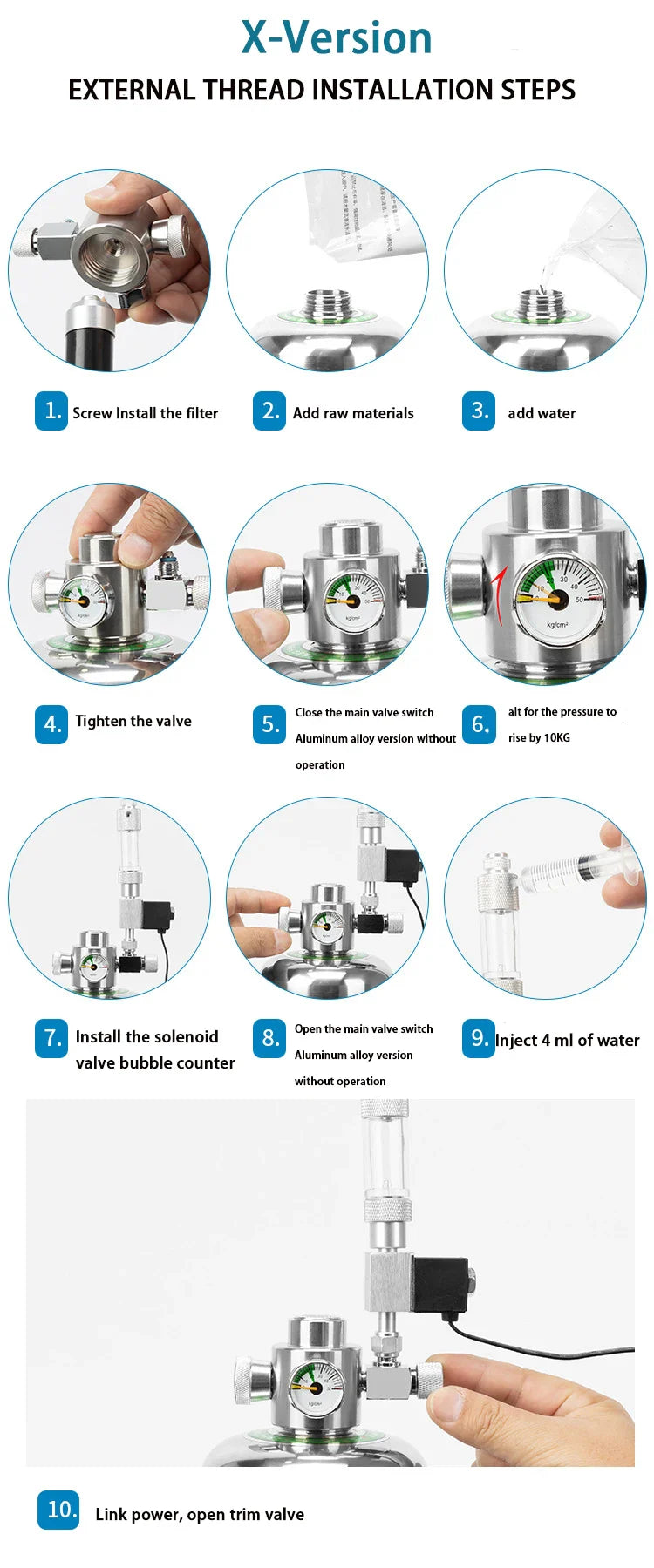 Aquarium DIY CO2 Generator Kit – Stainless Steel CO2 Cylinder & Carbon Dioxide Reactor System for Plants & Fish Tanks