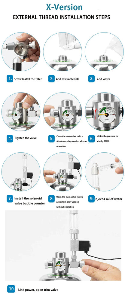 Aquarium DIY CO2 Generator Kit – Stainless Steel CO2 Cylinder & Carbon Dioxide Reactor System for Plants & Fish Tanks