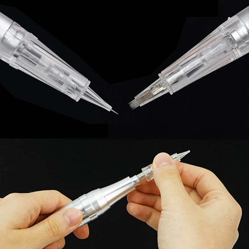 5/10PCS Microblading Bayonet Needles – 1D/1R/3R/5R/5F/Nano Cartridge for PMU Eyebrow, Lip & Eyeliner Tattoo