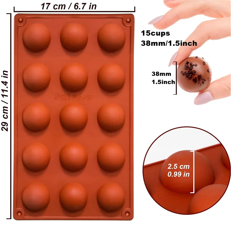Semi-Sphere Silicone Chocolate Mold – Half Ball Dome Baking Tray for Cake, Pudding, Jelly & Candy DIY Dessert Making Tool