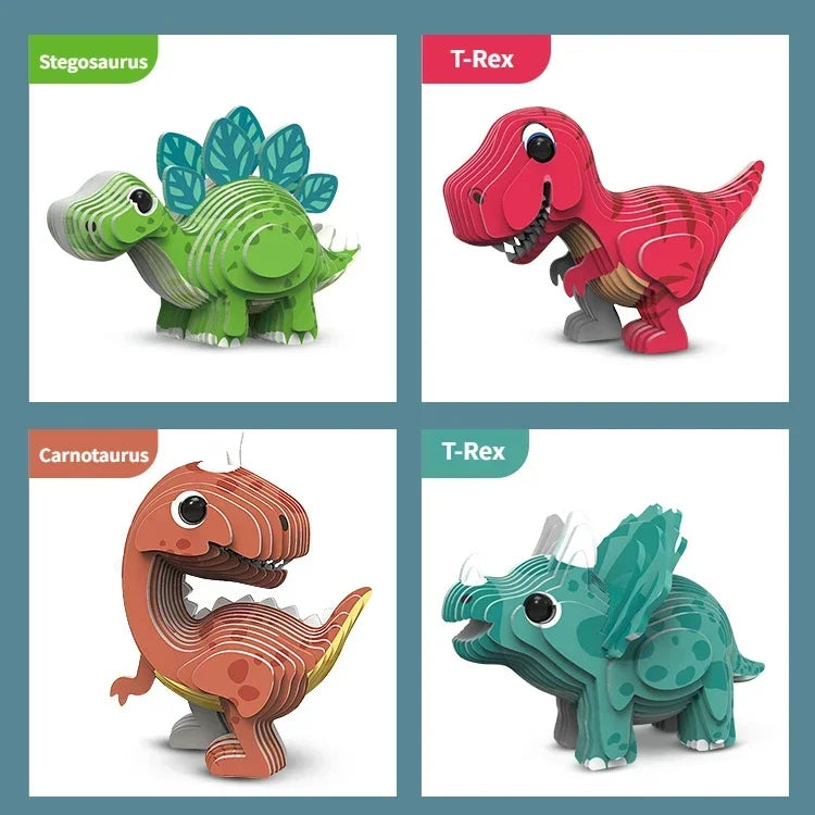Children’s 3D Animal & Dinosaur Puzzle Set – Early Education Intelligence Toy for Kids Ages 3-6, Kindergarten Learning Model Kit