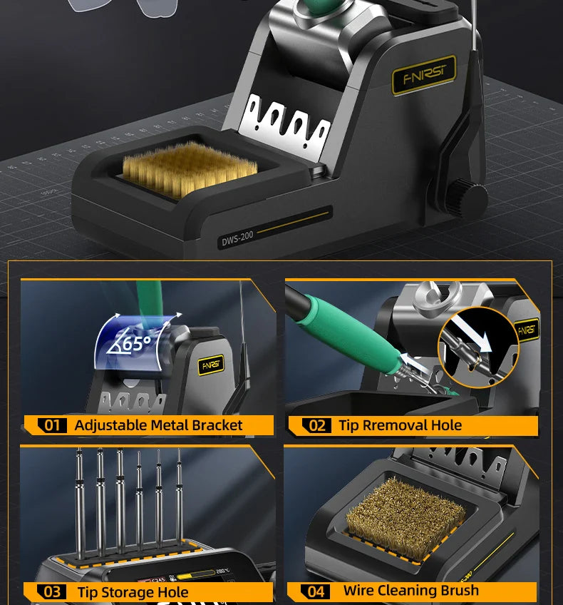 FNIRSI DWS-200 200W Power Soldering Iron Station | C210 C245 Handle for Electronic Welding & Rework