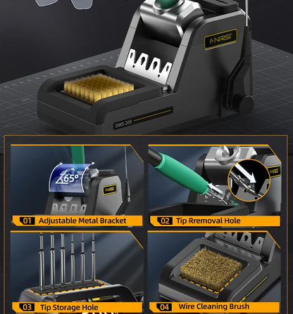 FNIRSI DWS-200 200W Power Soldering Iron Station | C210 C245 Handle for Electronic Welding & Rework