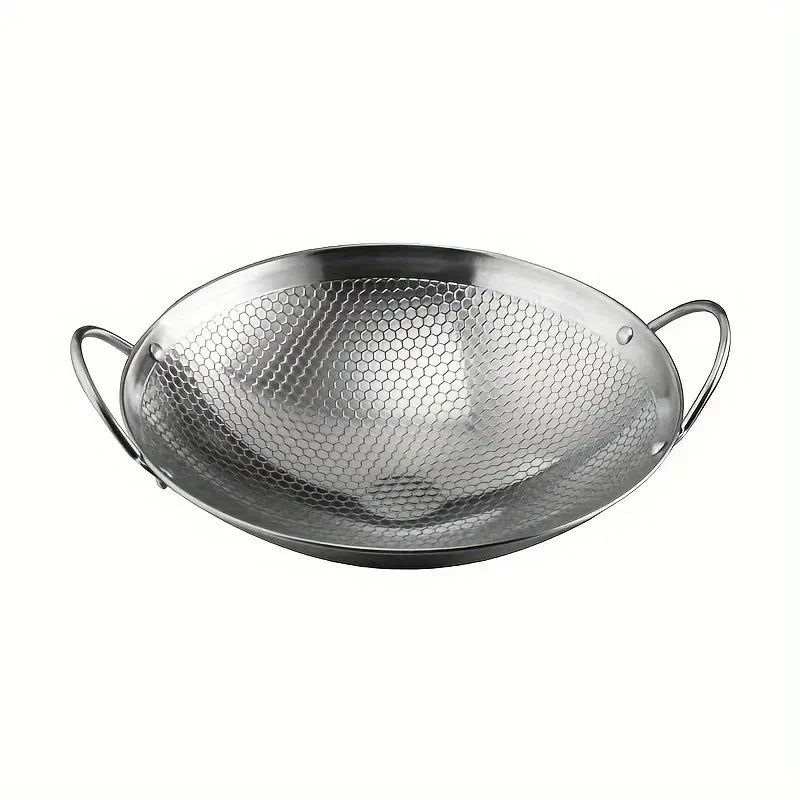 29cm/11inch Stainless Steel Honeycomb Skillet | Non-Stick, Scratch-Resistant Cooking Pan for Pasta, Steak, Porridge, Ramen