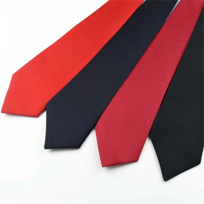 Pre-Tied Men’s Skinny Zipper Tie – 5cm Slim Necktie in Red, Black & Blue for Parties & Events