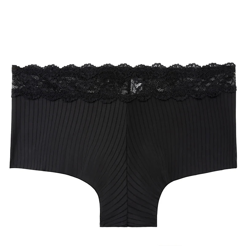 TrowBridge Women’s Seamless Silk Satin Panties – Lace Hollow Breathable Boyshort Underwear