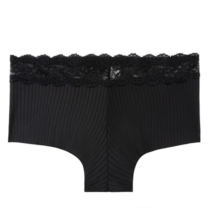 TrowBridge Women’s Seamless Silk Satin Panties – Lace Hollow Breathable Boyshort Underwear