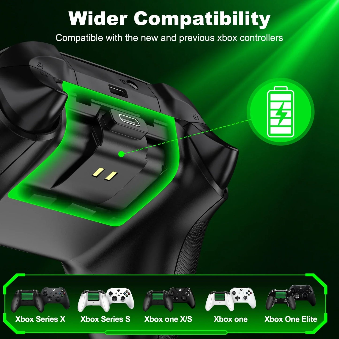 BEBONCOOL 2x3600mWh Rechargeable Batteries for Xbox One & Series S/X Controllers | Xbox Accessories Pack