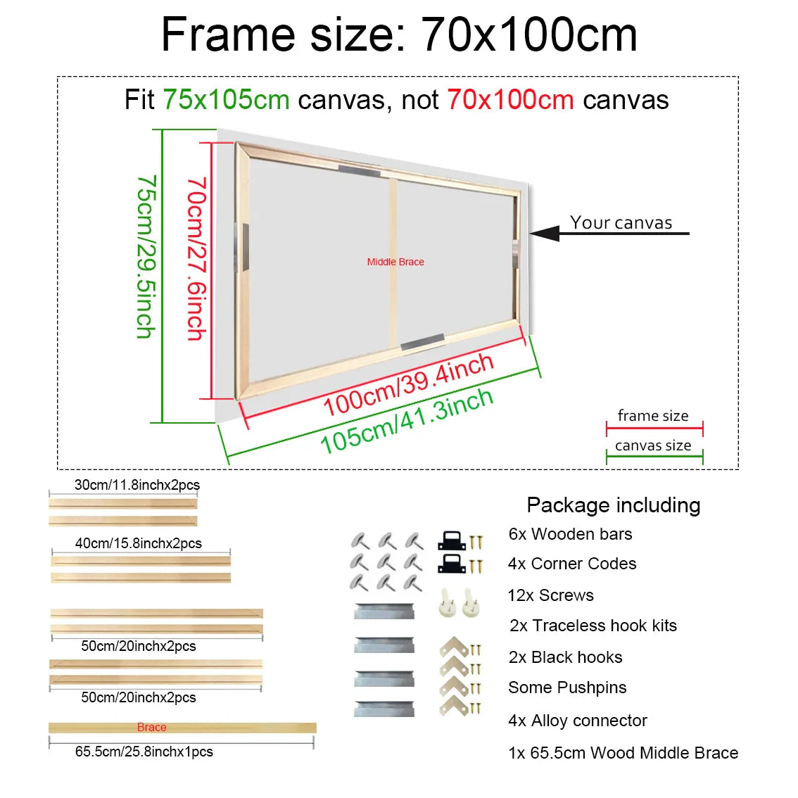 Wooden Canvas Frames – 30x40, 40x50, 50x70, 60x90cm for Photos, Oil Paintings & Diamond Painting Wall Art