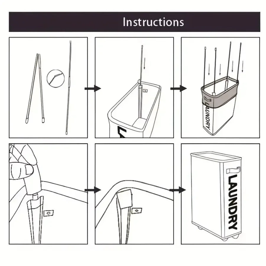 Slim Belt Pulley Laundry Basket: 42 Litre Wheel with Handle - Folding Design, Drawstring Net, Corn Pattern