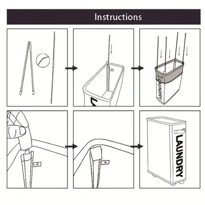 Slim Belt Pulley Laundry Basket: 42 Litre Wheel with Handle - Folding Design, Drawstring Net, Corn Pattern