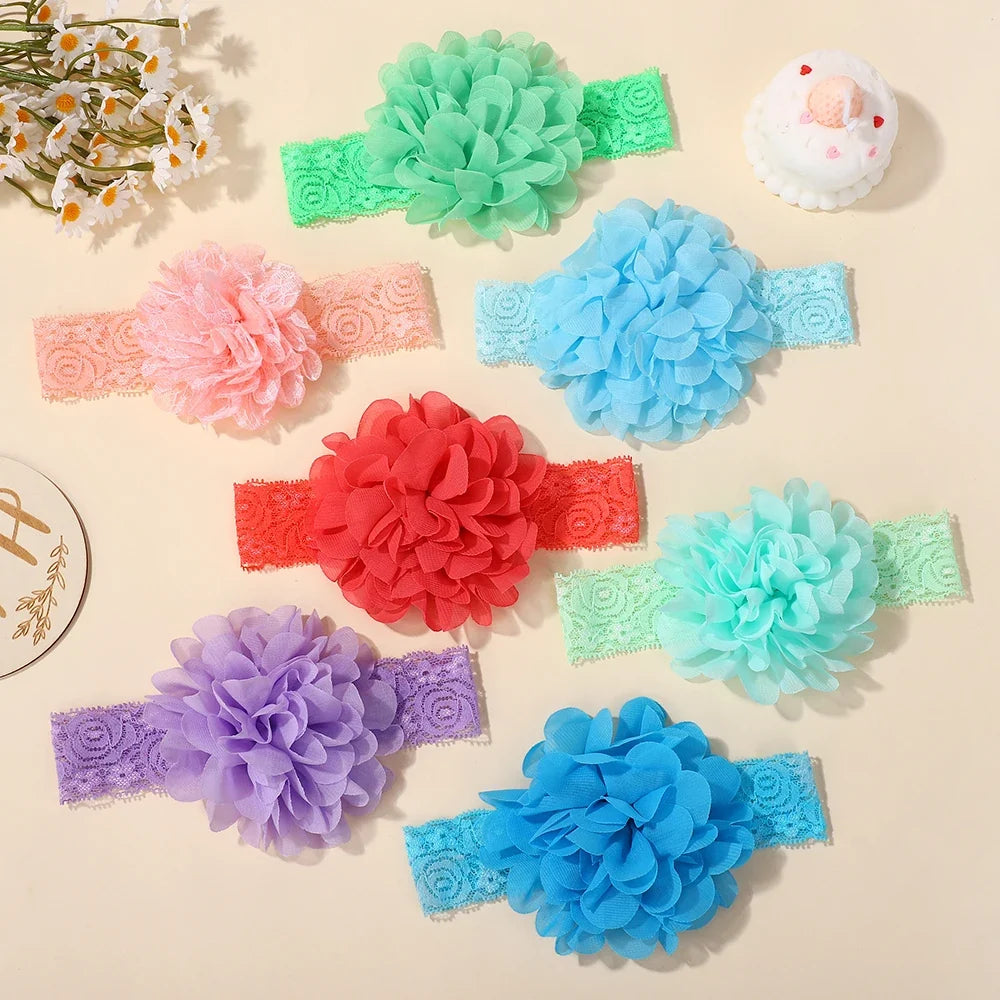 20-Piece Baby Flower Headbands - Soft Lace Nylon Elastic Hair Bands for Infants & Toddlers