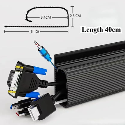 40cm Self-Adhesive Cable Organizer Raceway – Cable Management Strip for Home & Office Wire Concealment & Desk Organization Solution