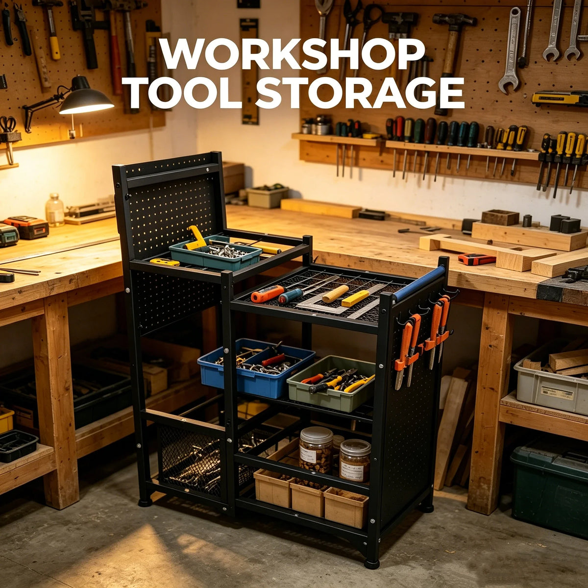Garden Tool Storage Rack - Heavy-Duty Metal Organizer for Shovels, Rakes & Garage Tools