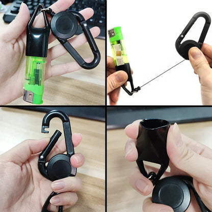 Silicone Lighter Protective Cover with Retractable Keychain — Regular Size Lighter Holder Sleeve for Smoking Accessories