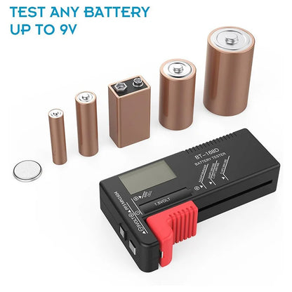 Digital Battery Storage Box Organizer with Tester - AAA, AA, C, D, 9V Battery Levels Checked
