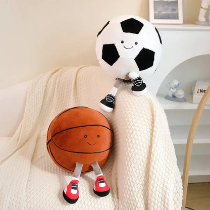 CM Sports Plush Toy — Football & Basketball Dolls, Creative Pillow & Interactive Pet Ball for Dogs & Cats