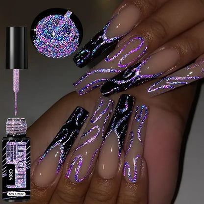 LILYCUTE 5ml Silver Metallic Liner Gel Polish – Super Bright UV Nail Art Stripe & Drawing Paint Varnish, Mirror Effect Graffiti Gel