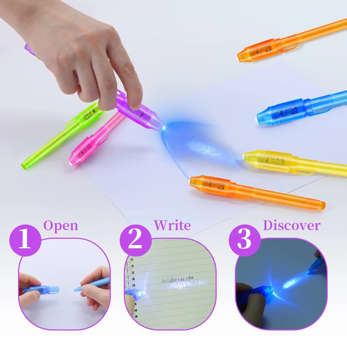 10pcs Invisible Ink Magic Pens – UV Light Disappearing Ink for Kids, Party Favors, Classroom Prizes & Secret Messages