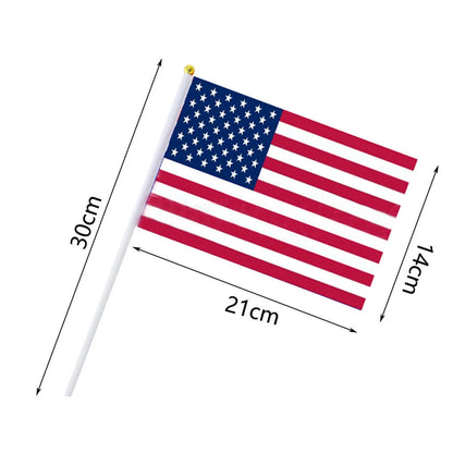 50PCS USA Handheld Stick Flags — 14x21cm American Mini Flags with 30cm Pole, US Banner Party & Event Decor