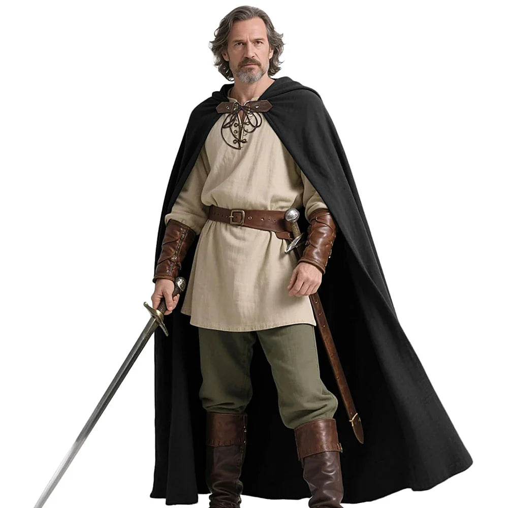 Medieval Cosplay Hooded Cloak – Cape for Halloween, Party, and Performance Costumes