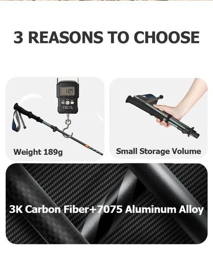 Naturehike Lightweight Trekking Poles – Carbon Fiber & Aluminum Alloy Folding Walking Sticks for Hiking & Climbing