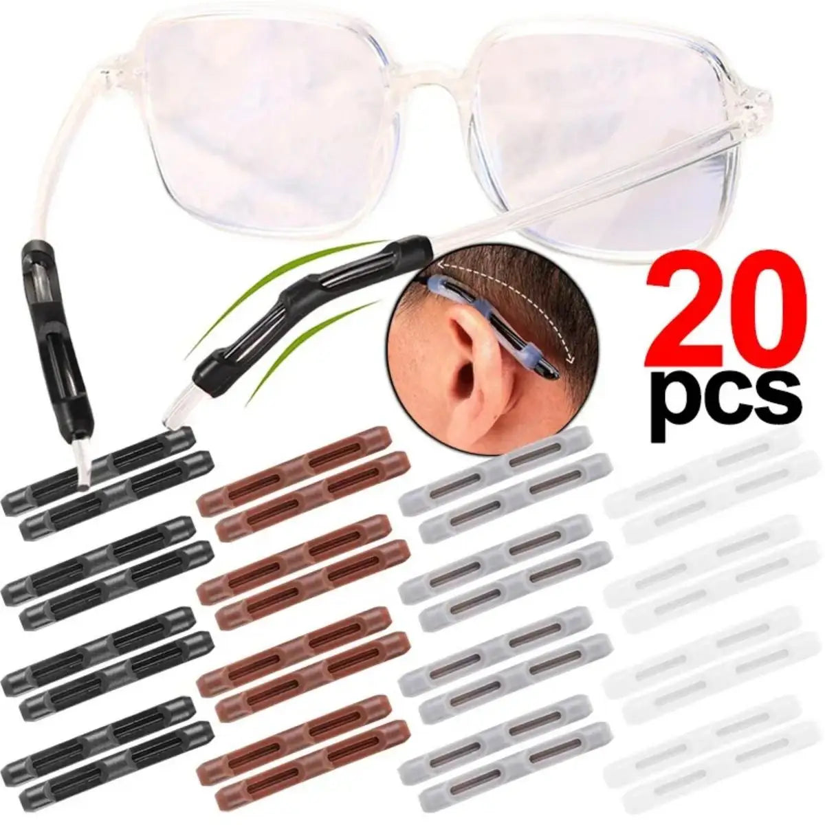 10/20pcs Anti-Slip Silicone Glasses Sleeves — Eyewear Ear Hook Protectors & Anti-Drop Accessories
