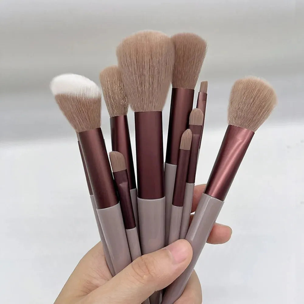 13 PCS Makeup Brushes Set - Eye Shadow Foundation, Cosmetic Brush for Eyeshadow, Blush, Beauty Soft Make Up Tools with Bag