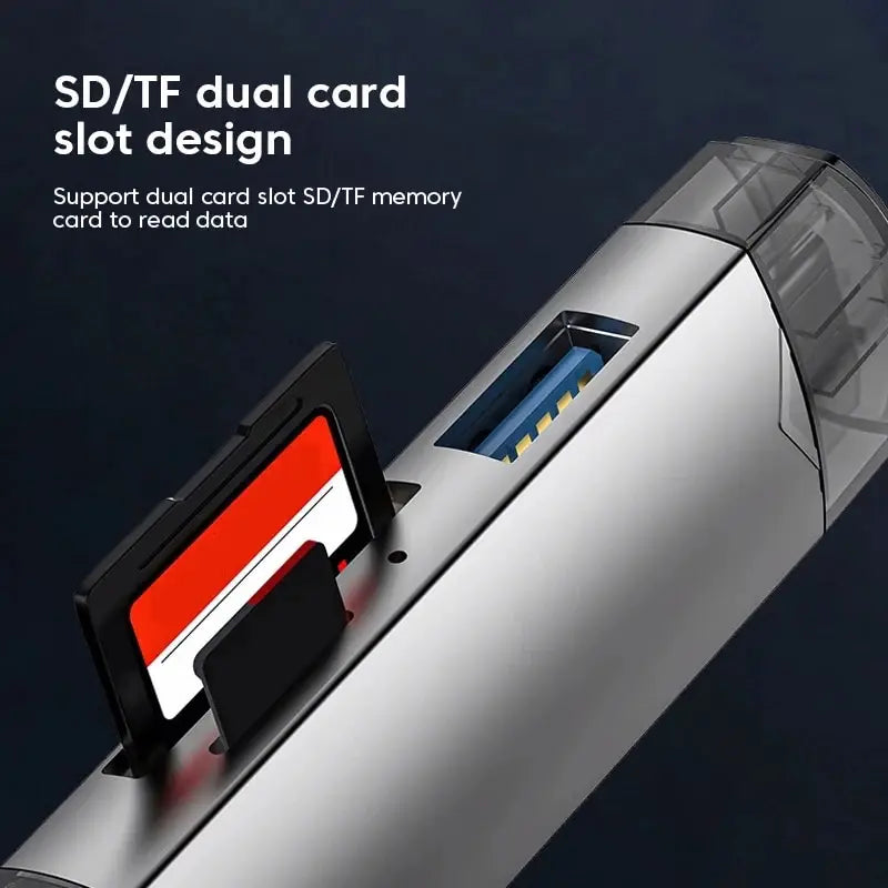 6 in 1 Multifunction USB 3.0 Card Reader: U Disk Type C/Micro USB/TF/SD Flash Drive Memory Card Reading Adapter - Phone Accessories