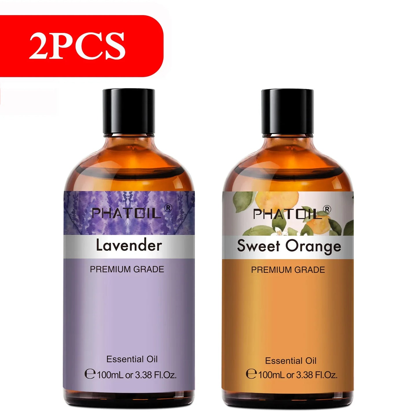 PHATOIL 100ml Aromatherapy Essential Oil Set – Lavender, Rose, Vanilla, Eucalyptus, Sandalwood & Pine Needles for Diffusers & Candle Making