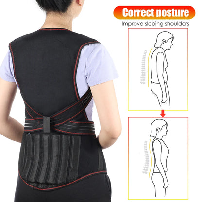 Tourmaline Magnetic Heated Vest — Self-Heating Thermal Waist Brace & Lumbar Support Corset for Posture Correction and Pain Relief