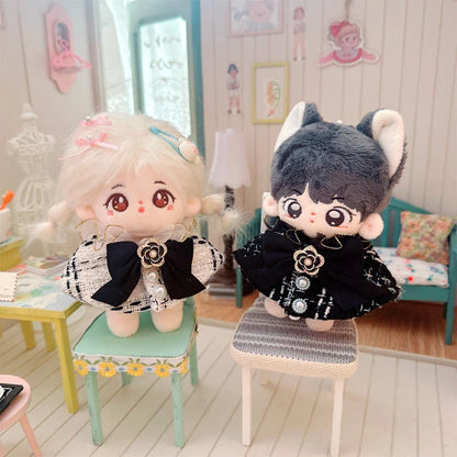 Labubu Doll Accessories — 17cm Luxury Woolen Shawl Suit & Skirt Set with Messenger Bag & Loafers