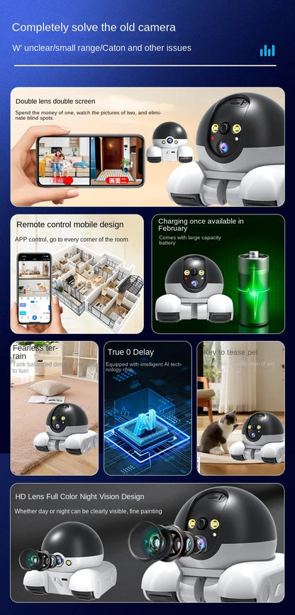 1080P HD WiFi PTZ IP Camera – Smart Home Security Robot with Auto Tracking for Baby & Pet Monitoring