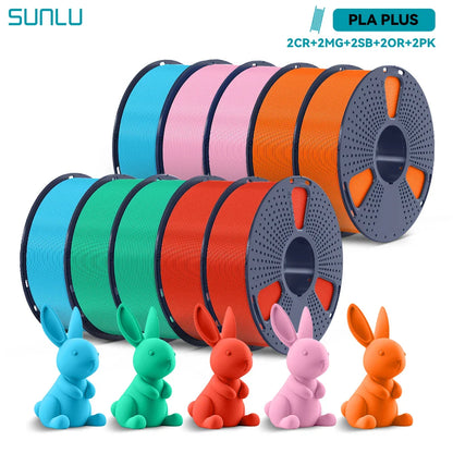 SUNLU PLA/PETG/PLA+ 3D Printer Filament Bundle – 10 Rolls 1KG Each, 1.75mm Neatly Wound Filament for 3D Printing (EU/US)