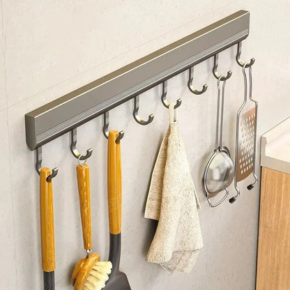 Wall Mounted Punch-Free Hooks Rack – Multi-Purpose Kitchen & Bathroom Utensil, Towel, Robe, and Coat Holder