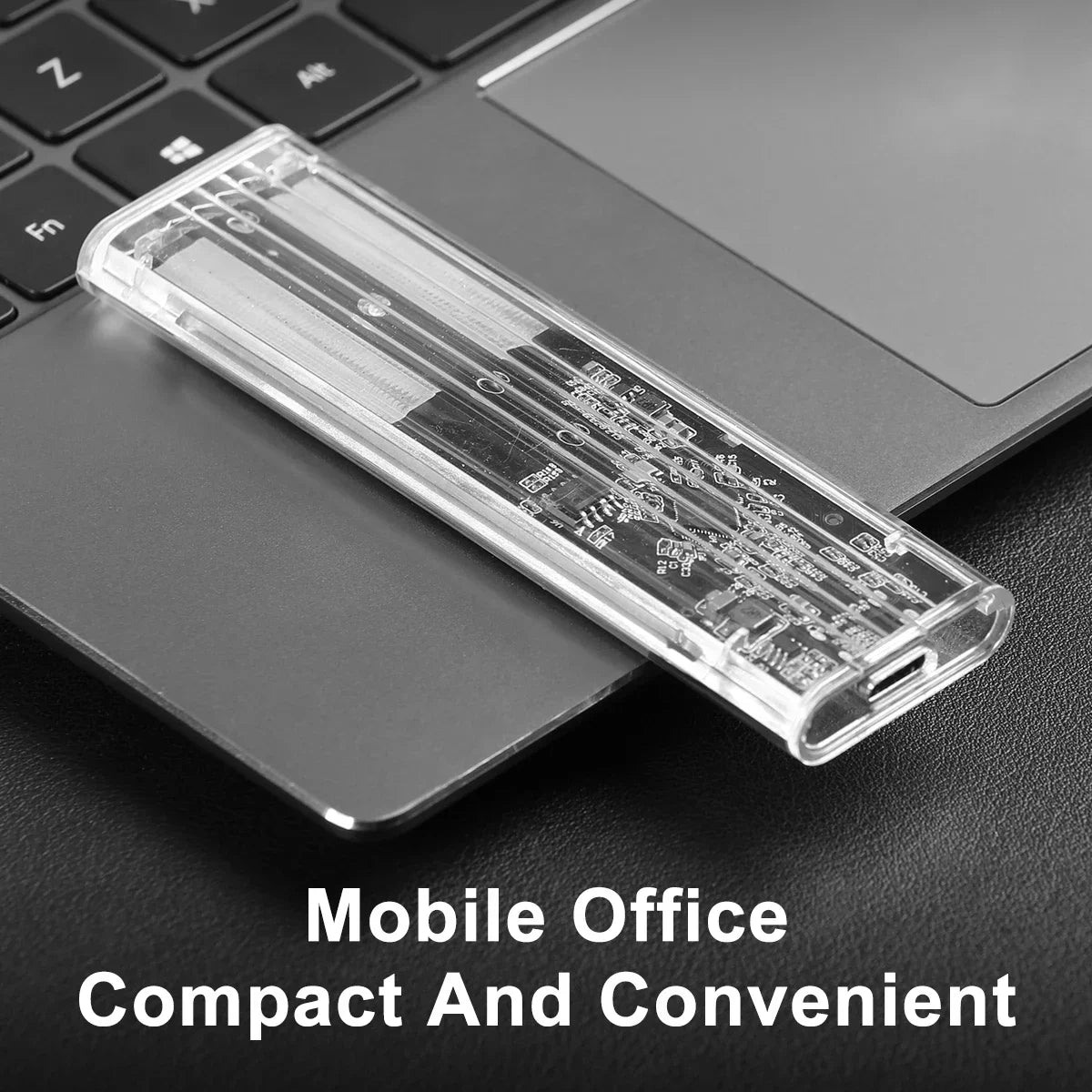 M.2 NGFF SATA SSD Case – USB Type-C Transparent External Enclosure, Tool-Free 5Gbps Adapter for 2230, 2242, 2260, 2280 SSDs