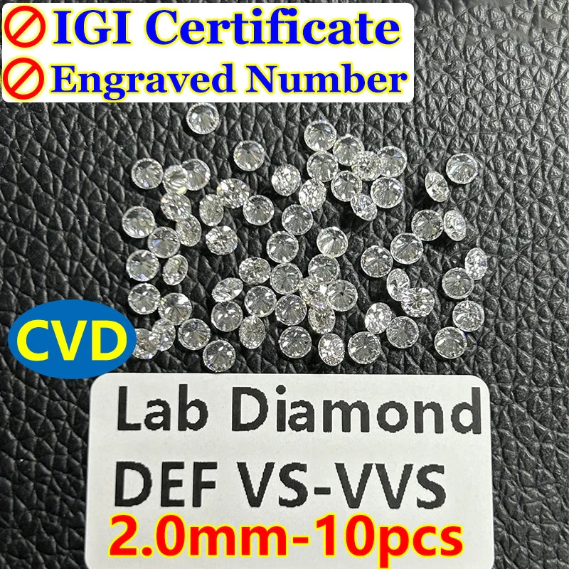 0.1–5CT Super White Lab-Grown Diamond Loose — IGI/GIA Certified, HPHT & CVD, DEFG VVS-SI, Diamond Tester Approved for Wedding Jewelry