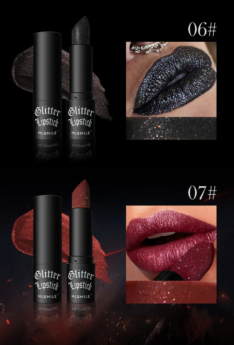 7-Color Glitter Lipstick – Waterproof, Long-Lasting Diamond Pearlescent Metallic Lip Gloss for Women