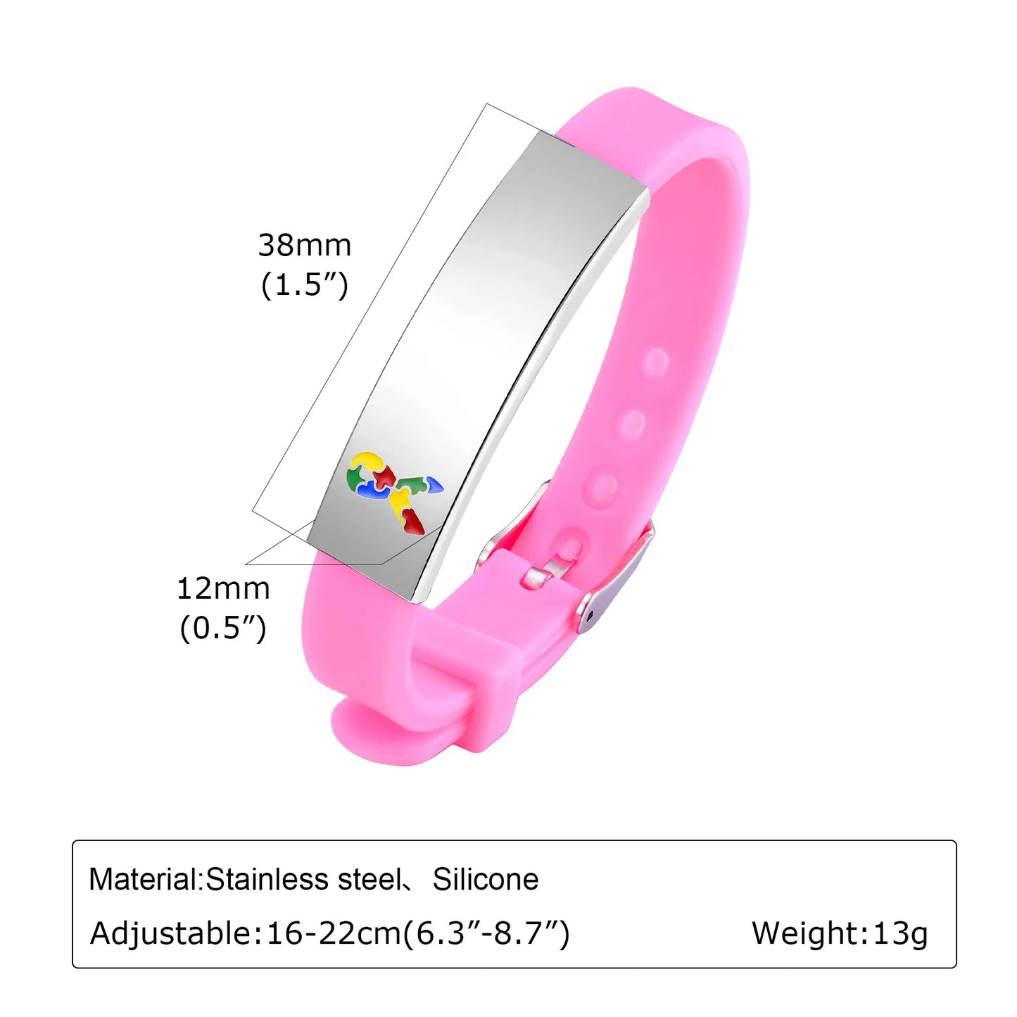 Personalized Autism & Asperger’s Medical Alert Bracelet for Kids – Adjustable Engraved Silicone ID Bracelet for Boys & Girls Gift