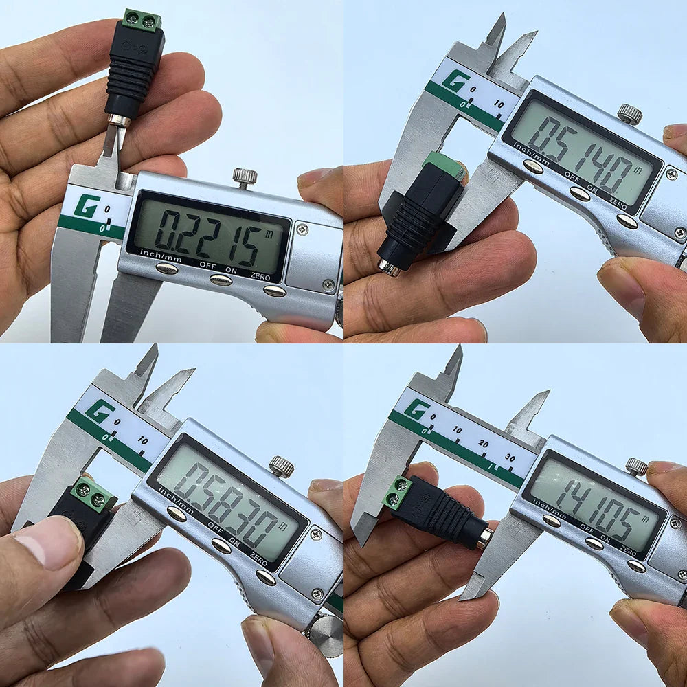 5 Pairs Welding-Free DC Plugs 5.5x2.1mm – Male & Female Green Terminal Power Connectors with Push Button