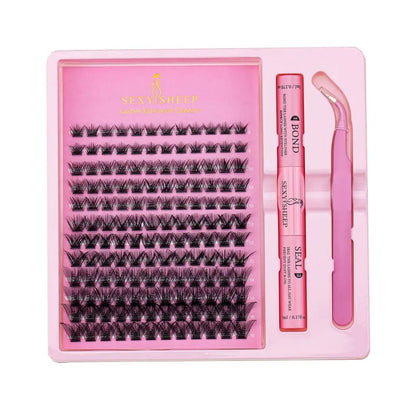 DIY Eyelash Extension Kit – Individual Lash Clusters (8-16mm) with Bond, Seal & Applicator