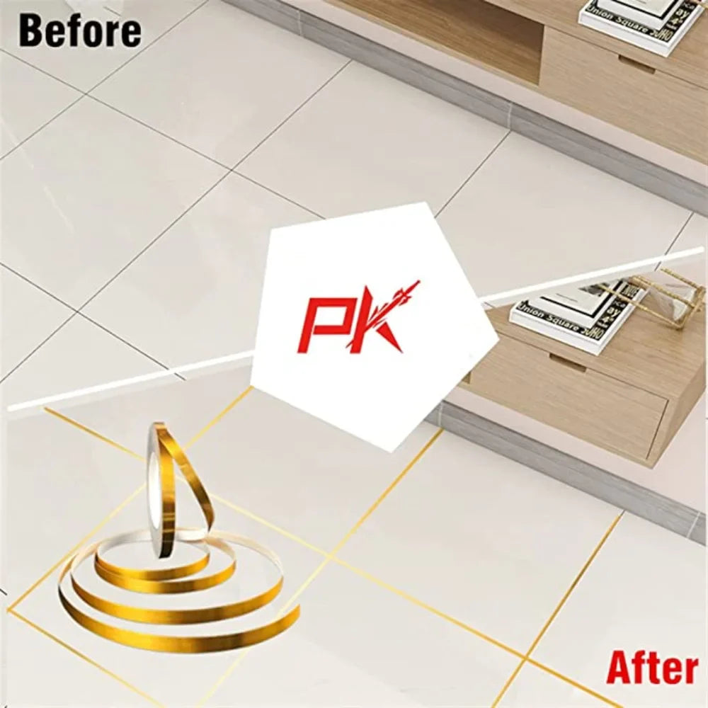 New 50M Gold Black Self-Adhesive Tile Stickers - Waterproof Wall Gap Sealing Strip - Tile Beauty Seam Sticker for Home Decor