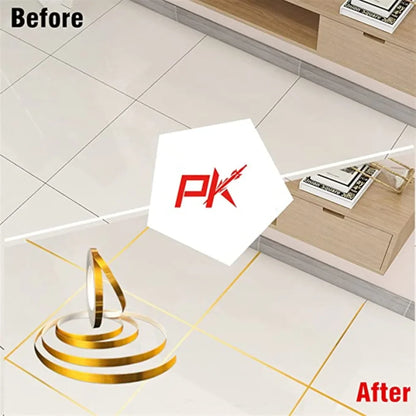 New 50M Gold Black Self-Adhesive Tile Stickers - Waterproof Wall Gap Sealing Strip - Tile Beauty Seam Sticker for Home Decor