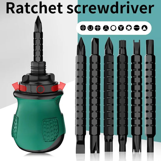 13-in-1 Ratchet Screwdriver Set with Short Handle - Cross Groove Drill, Telescopic Dual Purpose, Chrome Vanadium Steel Repair Tools