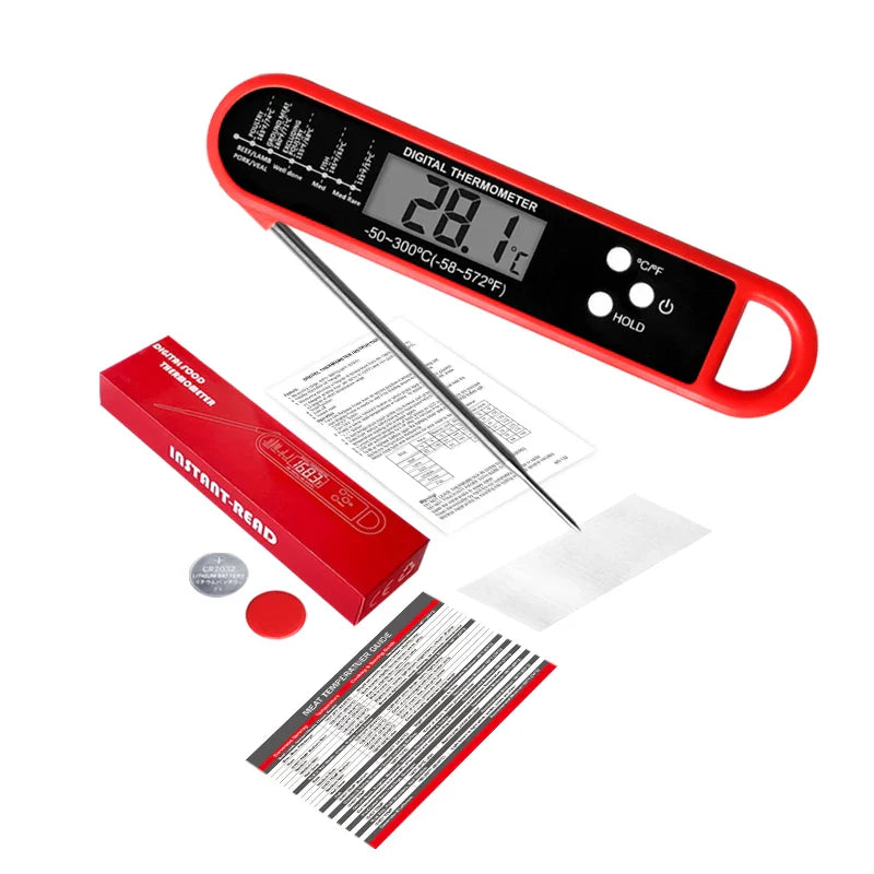 Professional Digital Meat Thermometer – Instant Read High Accuracy Waterproof Cooking Thermometer with Backlit Display for Grill, BBQ, Oven & Kitchen Use