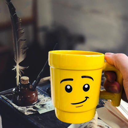 Cartoon Ceramic Mug 250ML - Cute Impish Expression Figure Head Pattern, Coffee Milk Tea Drinkware for Couples, Friends, and Family