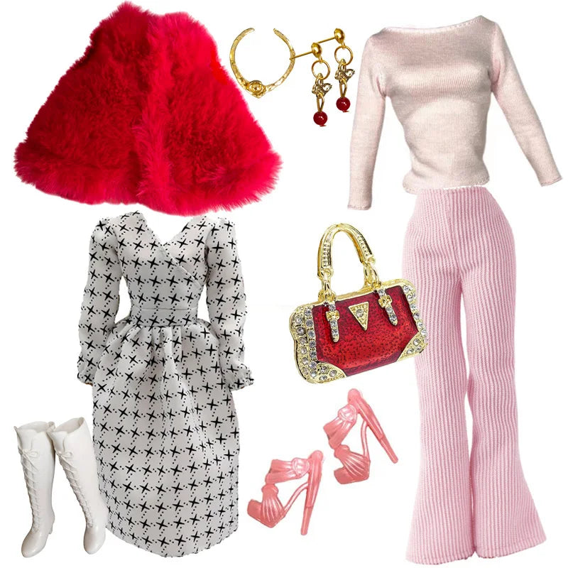 Deluxe Doll Clothes Set – Black & Red Tea Time Fashion Outfit for 11.5” Dolls