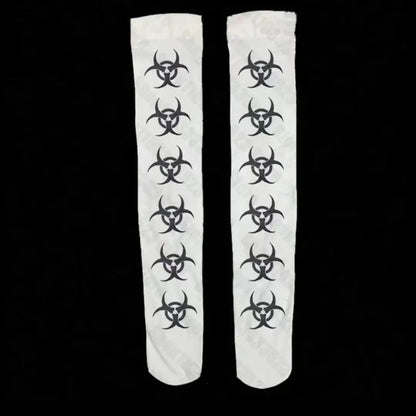Y2K Punk Graffiti Thigh-High Socks - White Over-Knee Stockings for Cosplay, Harajuku & Kawaii Style